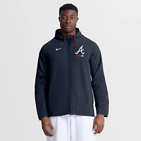 Veste à capuche zippée intégrale Nike Atlanta Braves Authentic Collection bleue pour homme