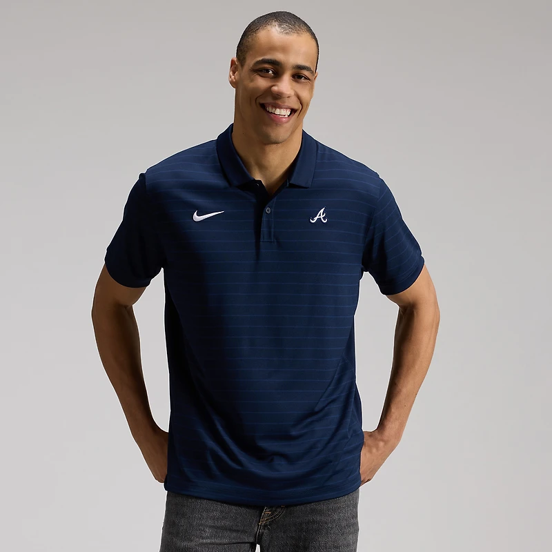 Polo rayé Victory Dri-FIT de la collection authentique Nike Atlanta Braves, blanc, pour homme