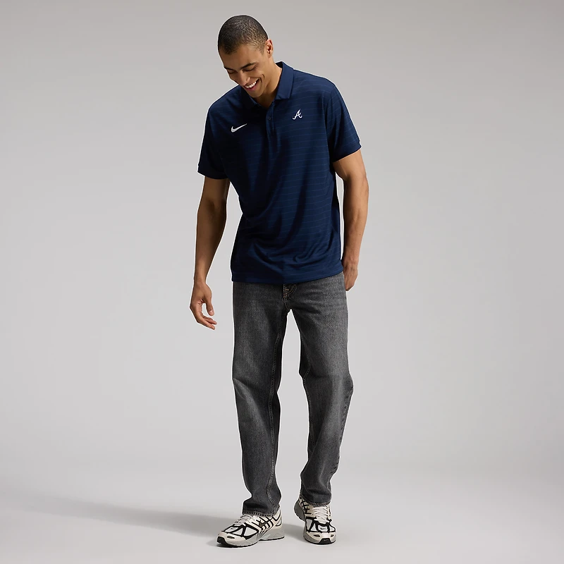 Polo rayé Victory Dri-FIT de la collection authentique Nike Atlanta Braves, blanc, pour homme