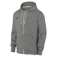 Sweat à capuche entièrement zippé Nike Charcoal Atlanta Braves Authentic Collection Travel Performance pour homme
