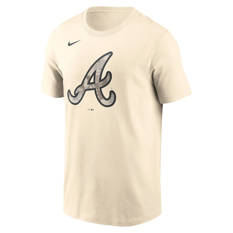 Men's Nike Cream Atlanta Braves Camo Logo T-Shirt