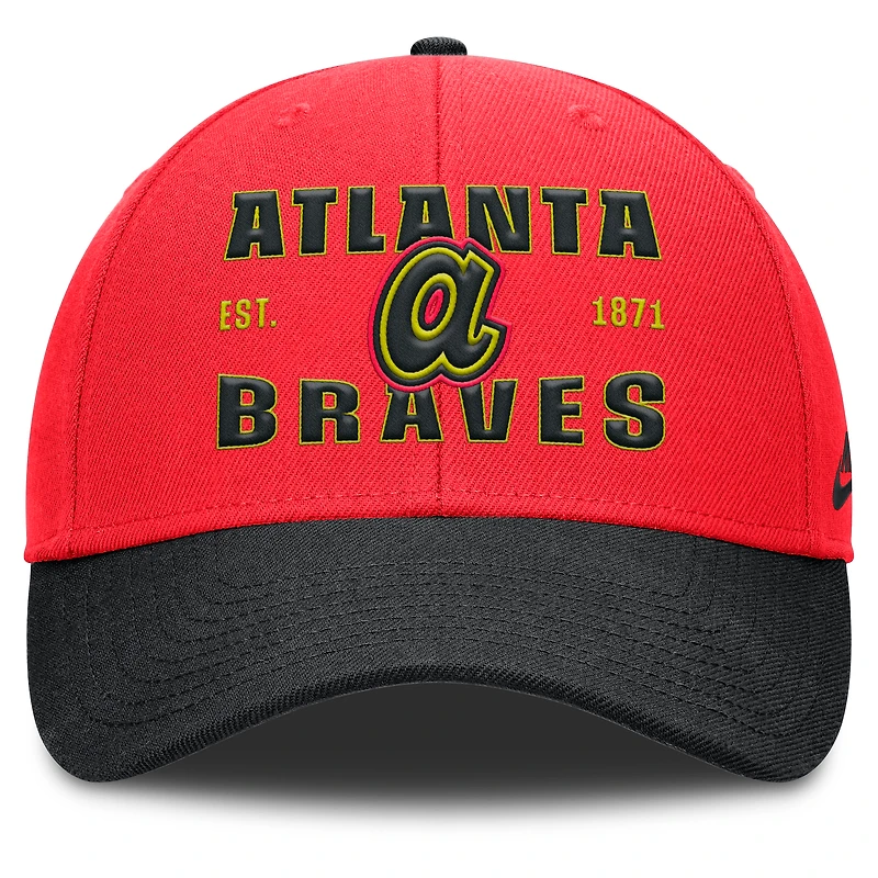Men's Nike Crimson/Black Atlanta Braves Neon 90s Rise Adjustable Hat