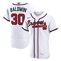 Maillot authentique Nike Drake Baldwin blanc des Braves d'Atlanta, récompensé par la MLB.