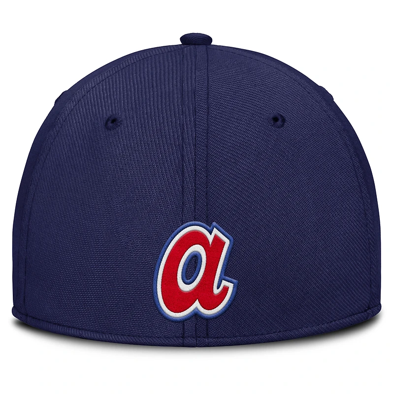 Casquette Nike Performance Flex grise/bleu marine Atlanta Braves Rise Swoosh pour homme