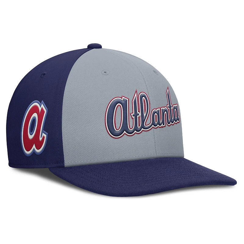 Casquette Nike Pro Performance Snapback pour homme Atlanta Braves gris/bleu royal