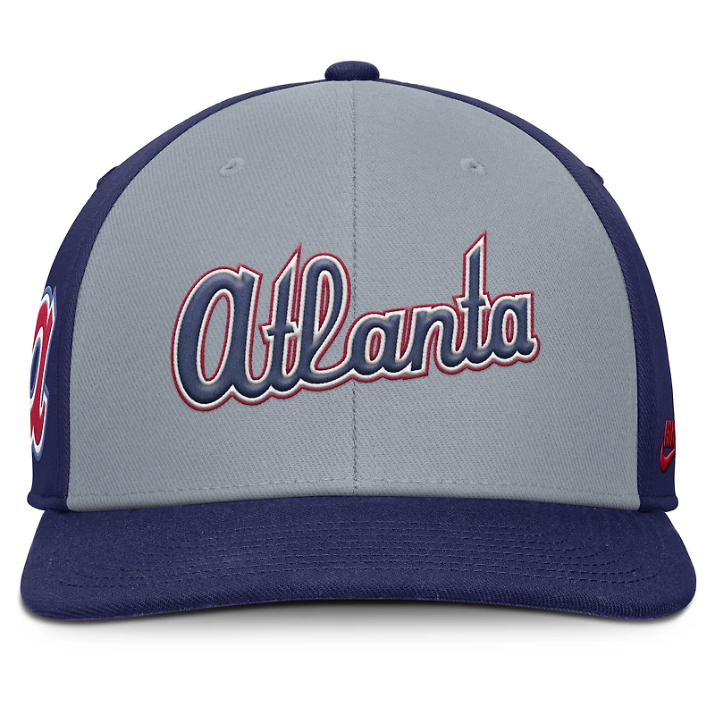 Casquette Nike Pro Performance Snapback pour homme Atlanta Braves gris/bleu royal
