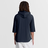 T-shirt à capuche Nike gris Atlanta Braves Authentic Collection Flux Dri-FIT manches raglan 3/4 pour homme