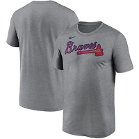 T-shirt Nike gris Atlanta Braves Wordmark Legend Performance pour homme