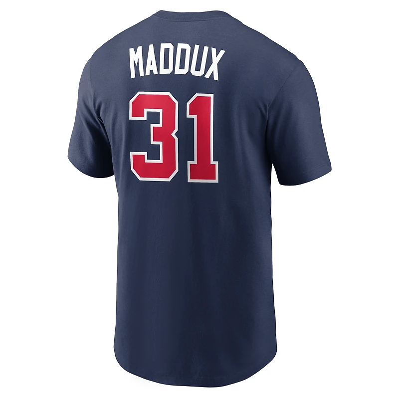 T-shirt Nike Greg Maddux bleu marine Atlanta Braves Cooperstown Collection avec nom et numéro pour homme