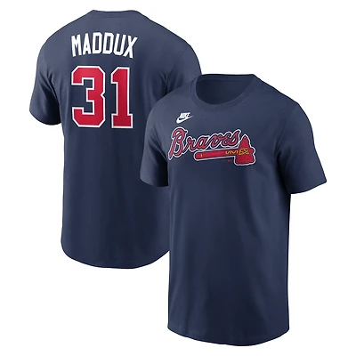 Men's Nike Greg Maddux Navy Atlanta Braves Cooperstown Collection Name & Number T-Shirt