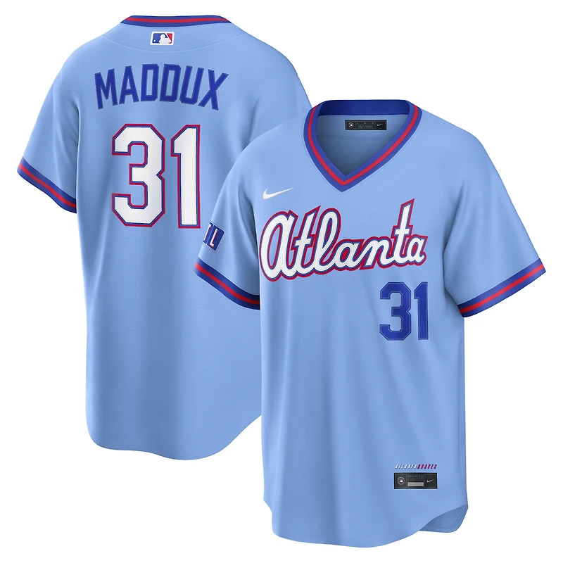 Maillot Nike Greg Maddux bleu poudré Atlanta Braves 2026 City Connect Stadium pour homme