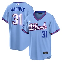 Maillot Nike Greg Maddux bleu poudré Atlanta Braves 2026 City Connect Stadium pour homme