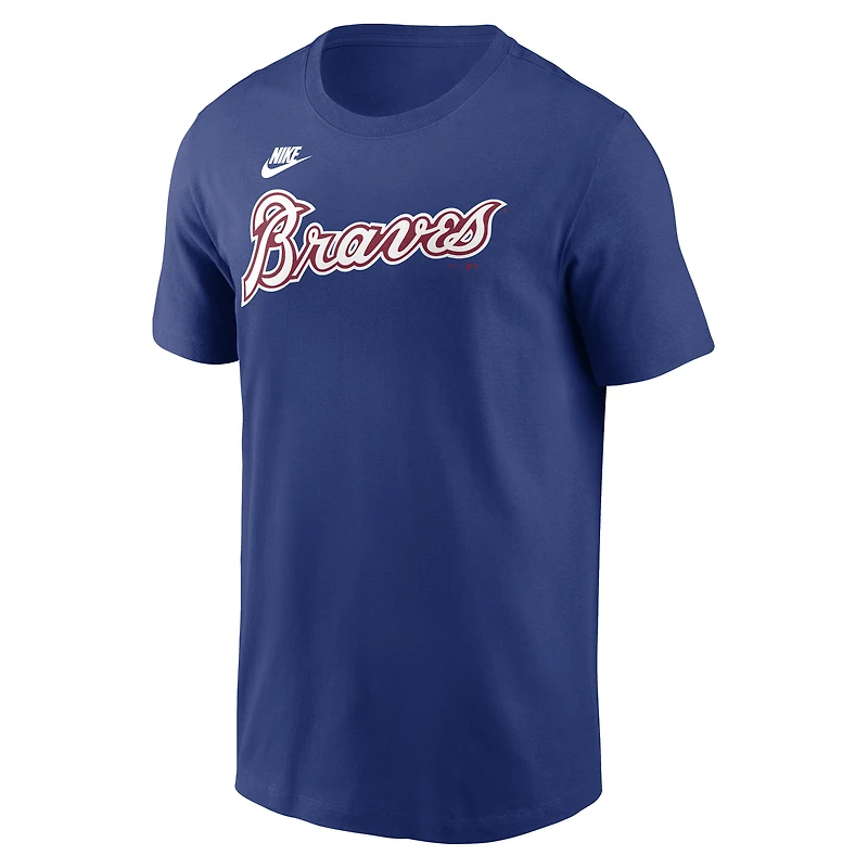 Men's Nike Hank Aaron Royal Atlanta Braves Cooperstown Collection Name & Number T-Shirt