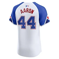 Maillot de joueur Nike Hank Aaron blanc des Braves d'Atlanta City Connect Elite pour homme