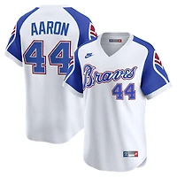 Maillot Nike Hank Aaron blanc pour homme, collection limitée Atlanta Braves Throwback Cooperstown