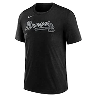T-shirt Nike noir chiné pour homme avec logo tri-blend des Braves d'Atlanta