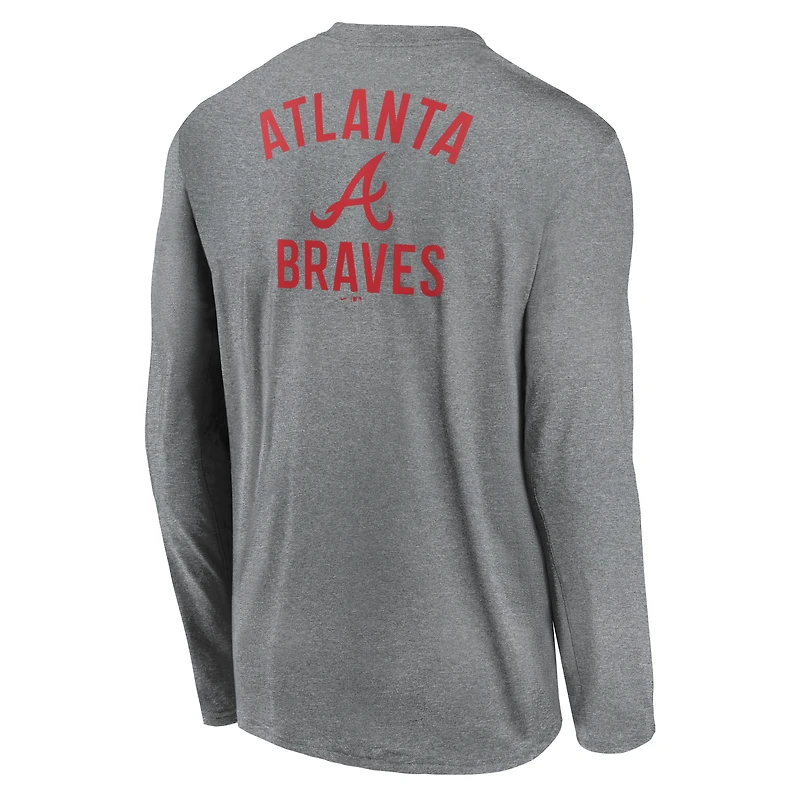 T-shirt à manches longues Nike Atlanta Braves 2-Hit Legend Dri-FIT pour homme, anthracite chiné