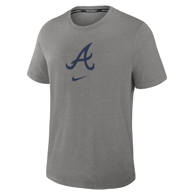 Men's Nike Heather Charcoal Atlanta Braves Authentic Collection Early Work Tri-Blend Dri-FIT T-Shirt