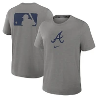 T-shirt Nike pour homme, couleur gris anthracite chiné, collection authentique Atlanta Braves, modèle Early Work Tri-Blend Dri-FIT