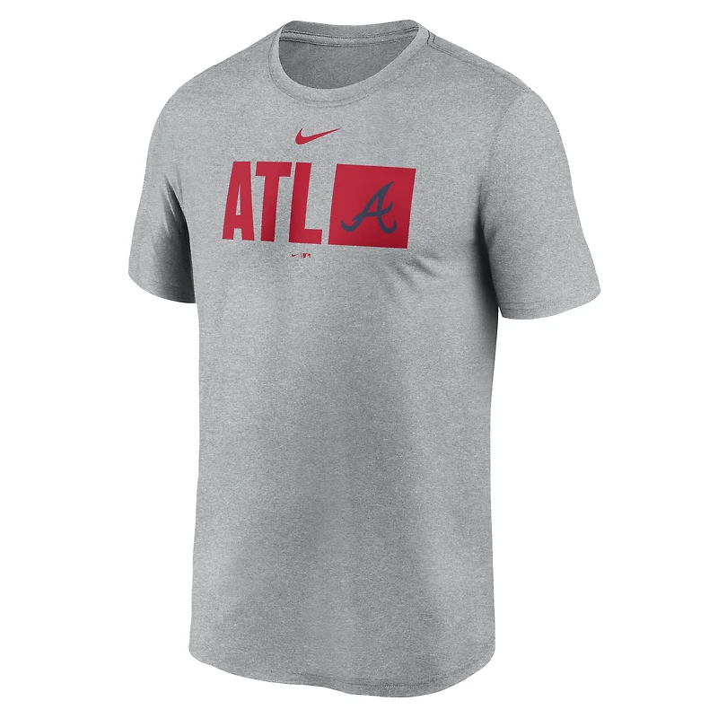 Men's Nike  Heather Gray Atlanta Braves Tricode Legend Performance T-Shirt