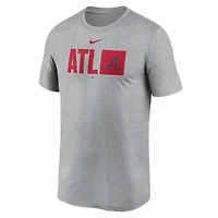 Men's Nike  Heather Gray Atlanta Braves Tricode Legend Performance T-Shirt