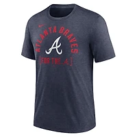 T-shirt à trois mélanges Nike Heather Navy Atlanta Braves Swing Big pour homme