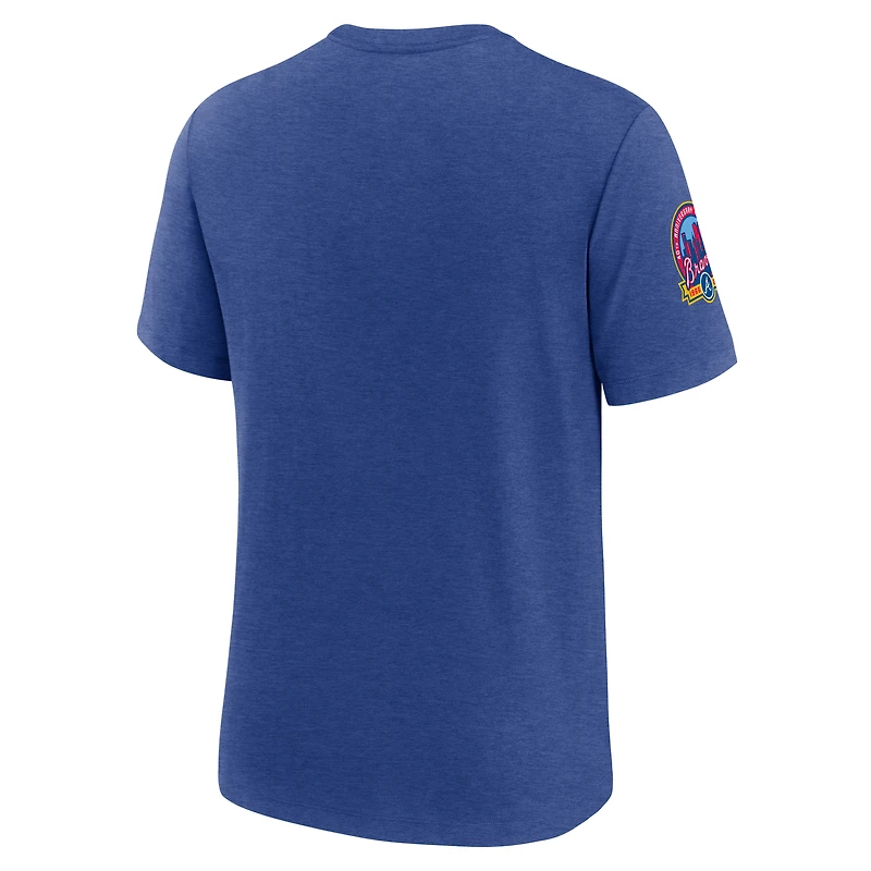 T-shirt Nike pour homme, chiné royal, collection Cooperstown, Atlanta Braves, Eras Tri-Blend