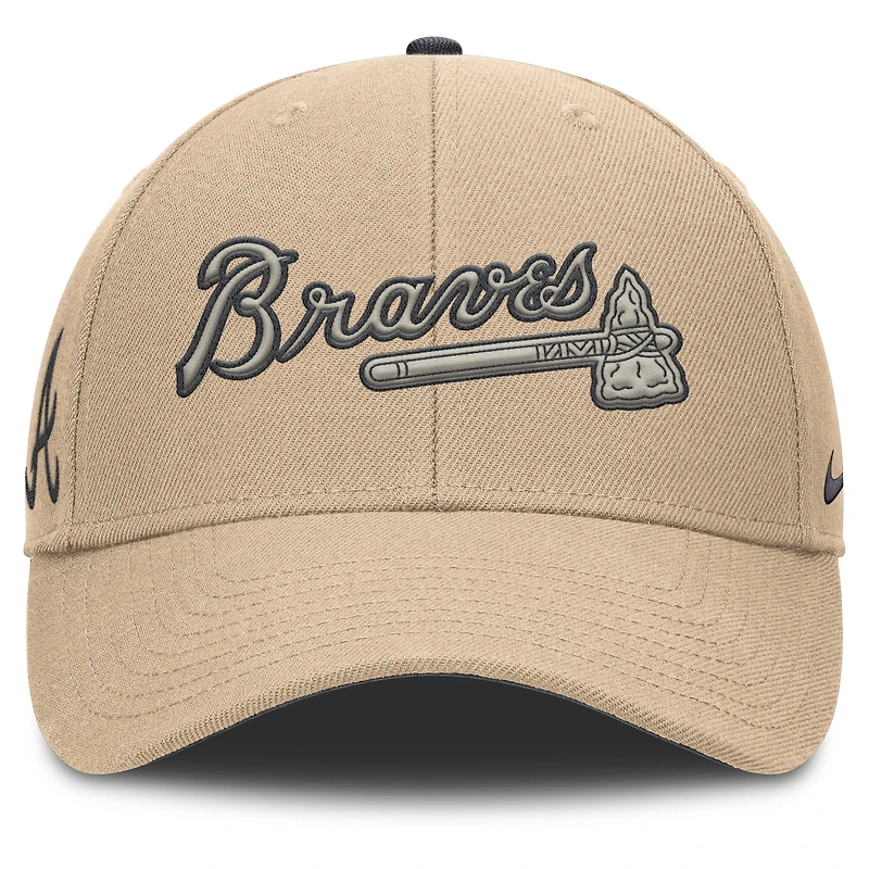 Casquette ajustable Nike kaki Atlanta Braves Rise pour homme