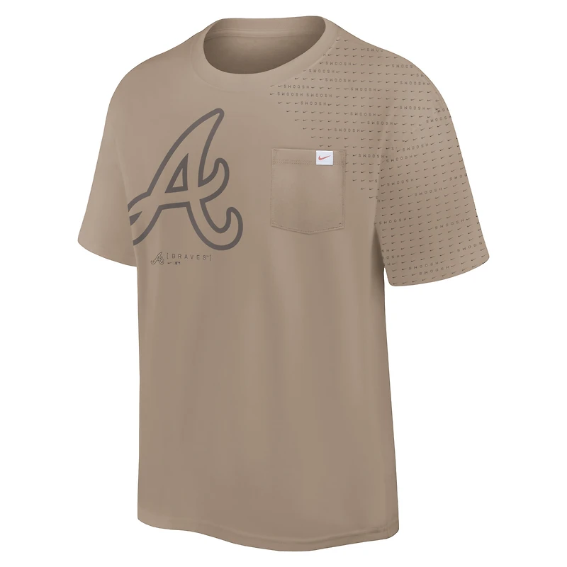 Men's Nike Khaki Atlanta Braves Statement Max90 Pocket T-Shirt