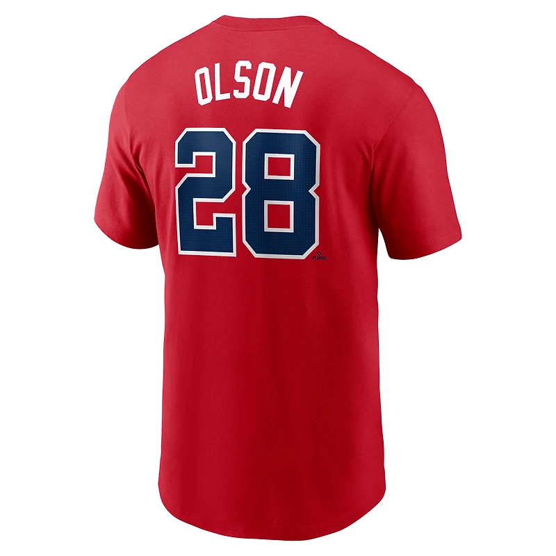 Men's Nike Matt Olson Red Atlanta Braves Fuse Name & Number T-Shirt
