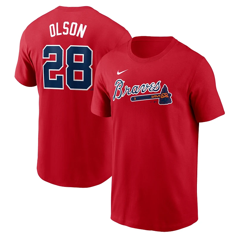 T-shirt Nike rouge avec nom et numéro des Atlanta Braves Fuse de Matt Olson pour homme
