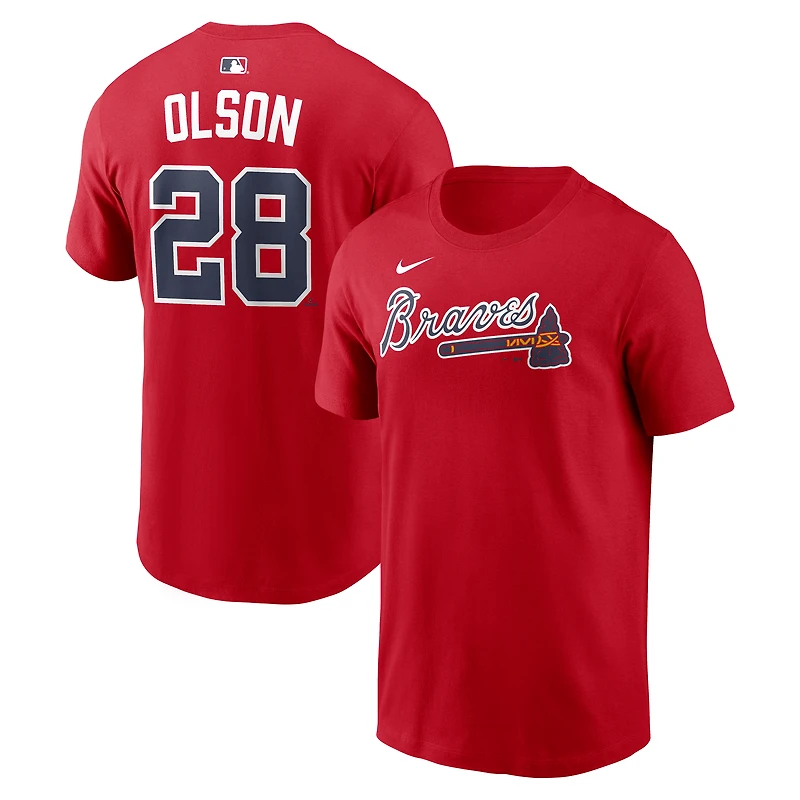 Men's Nike Matt Olson Red Atlanta Braves Name & Number T-Shirt