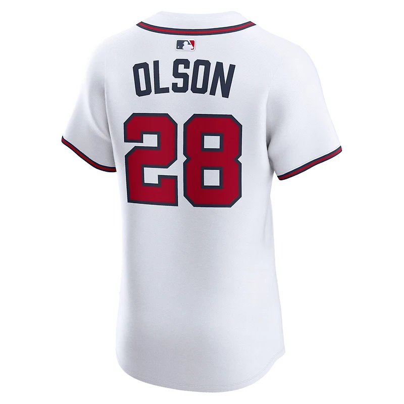 Maillot Nike Matt Olson blanc pour homme, joueur d'élite à domicile des Braves d'Atlanta