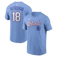 T-shirt Nike pour homme Mike Yastrzemski bleu clair Atlanta Braves 2026 City Connect avec nom et numéro