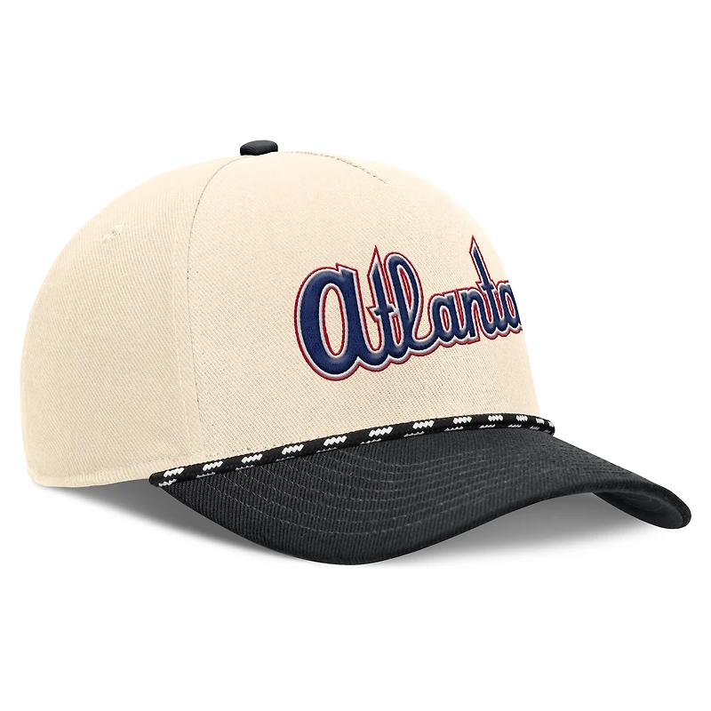 Men's Nike Natural/Black Atlanta Braves Cooperstown Collection Rise Adjustable Hat