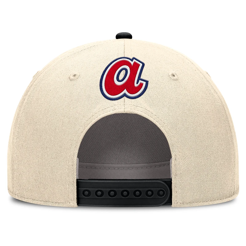 Casquette ajustable Nike Cooperstown Collection Rise pour homme, coloris naturel/noir, des Braves d'Atlanta