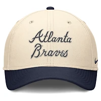 Men's Nike Natural/Navy Atlanta Braves Statement Rise Performance Flex Hat