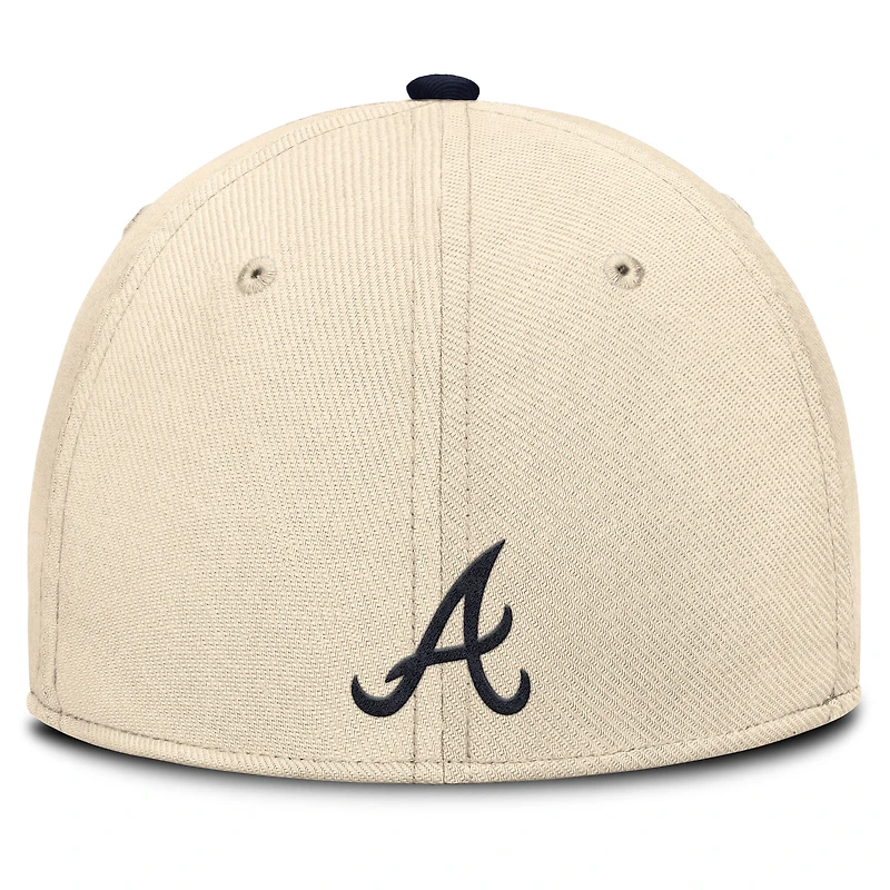 Men's Nike Natural/Navy Atlanta Braves Statement Rise Performance Flex Hat