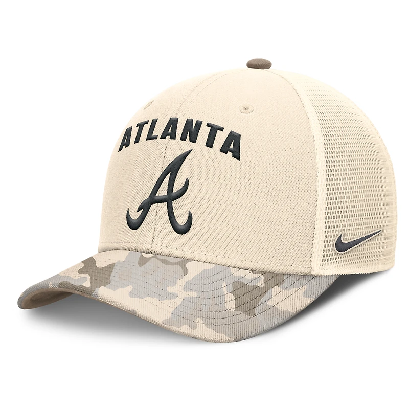 Men's Nike Natural Atlanta Braves Camo Natural Pack Rise Adjustable Trucker Hat