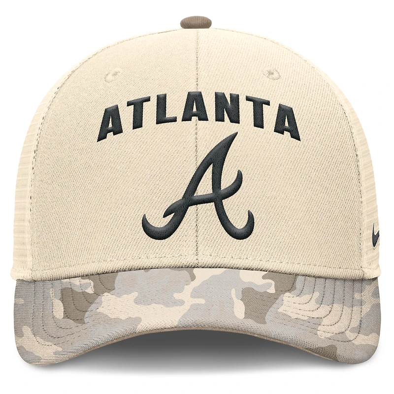 Men's Nike Natural Atlanta Braves Camo Natural Pack Rise Adjustable Trucker Hat