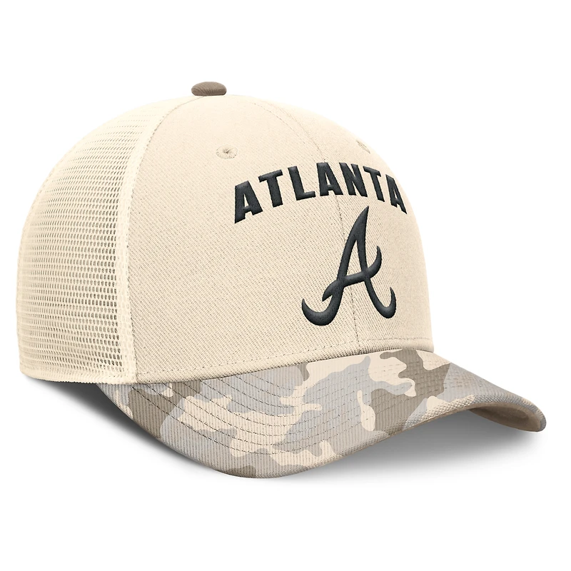 Men's Nike Natural Atlanta Braves Camo Natural Pack Rise Adjustable Trucker Hat