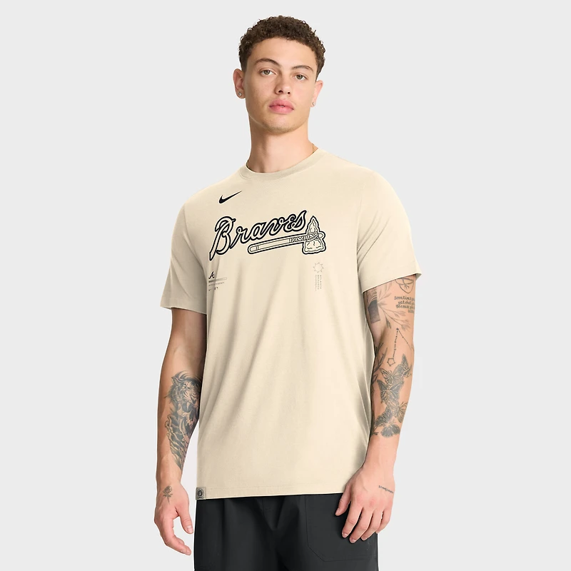 Men's Nike Natural Atlanta Braves Wordmark Tri-Blend T-Shirt