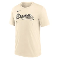 Men's Nike Natural Atlanta Braves Wordmark Tri-Blend T-Shirt