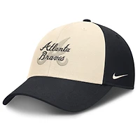 Casquette ajustable Nike Atlanta Braves Statement Club Performance pour homme, bleu marine/naturel