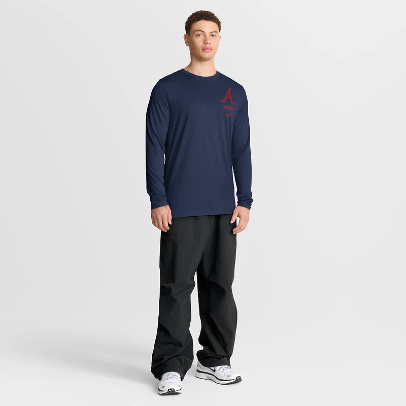 Men's Nike Navy Atlanta Braves 2-Hit Legend Dri-FIT Long Sleeve T-Shirt