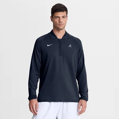 Pull-over Nike Atlanta Braves Authentic Collection Dri-FIT à demi-zip bleu marine pour homme