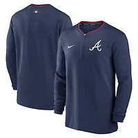 Haut Nike bleu marine Atlanta Braves Authentic Collection Performance à demi-zip pour homme