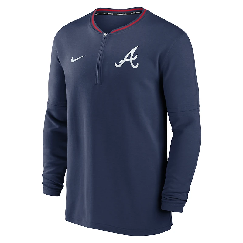 Haut Nike bleu marine Atlanta Braves Authentic Collection Performance à demi-zip pour homme