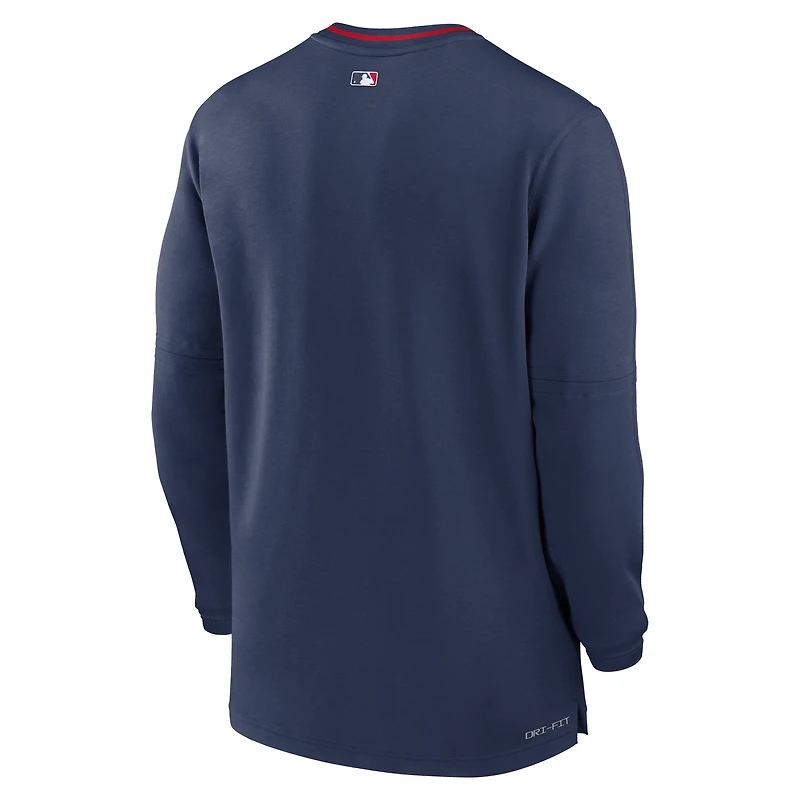 Haut Nike bleu marine Atlanta Braves Authentic Collection Performance à demi-zip pour homme