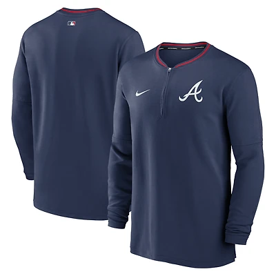 Haut Nike bleu marine Atlanta Braves Authentic Collection Performance à demi-zip pour homme